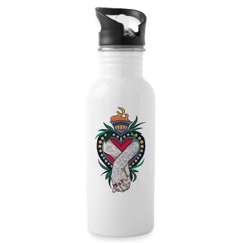 Tattoo Bomb Ink - Trinkflasche mit integriertem Trinkhalm - Weiß - Rechts