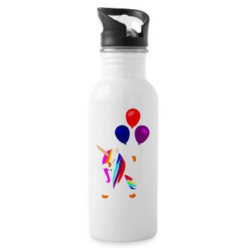 dabbing unicorn, dabbing unicorn unicorn - Water bottle with straw - white - Right
