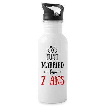 JUST MARRIED ANNIVERSAIRE DE MARIAGE 7 ANS - Gourde avec paille intégrée - blanc - Droite