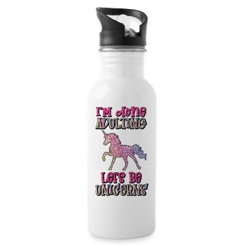 Licorne Laisse être Licornes Cheval Rainbow Fairy - Gourde avec paille intégrée - blanc - Droite