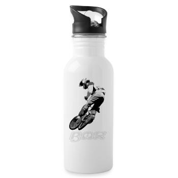 BMX Race Racing Mountainbike Motocross - Trinkflasche mit integriertem Trinkhalm - Weiß - Rechts