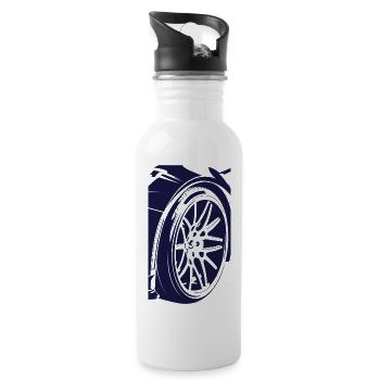 Metall- und Glasränder - Trinkflasche mit integriertem Trinkhalm - Weiß - Rechts
