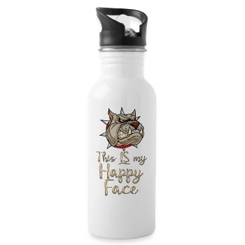 Angry face face cartoon happy face cartoon - Water bottle with straw - white - Right