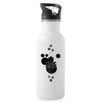 Main Hamsa dorée lotus éthéré - Gourde avec paille intégrée - blanc - Droite