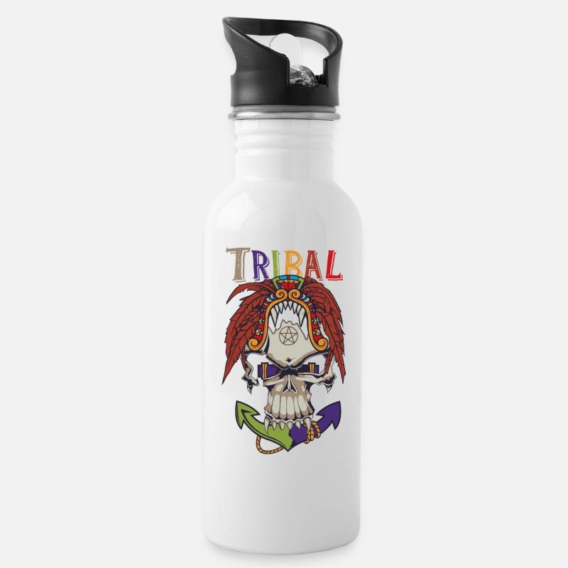 Tribal - Gourde avec paille intégrée - blanc