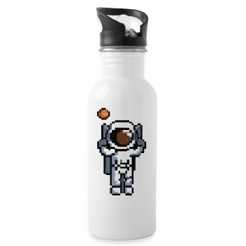 Astronaut verpixelt Weltraum Geschenkidee - Trinkflasche mit integriertem Trinkhalm - Weiß - Rechts