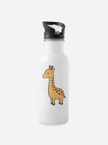 Girafe - Gourde avec paille intégrée - blanc