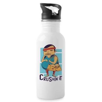 Crushing it burger fitness Crushing it burger fitn - Trinkflasche mit integriertem Trinkhalm - Weiß - Rechts
