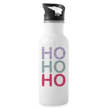 HO HO HO - Trinkflasche mit integriertem Trinkhalm - Weiß - Rechts