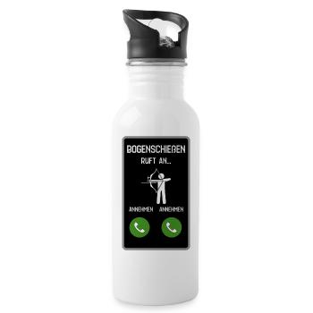 Bogenschießen ruft an - Trinkflasche mit integriertem Trinkhalm - Weiß - Rechts
