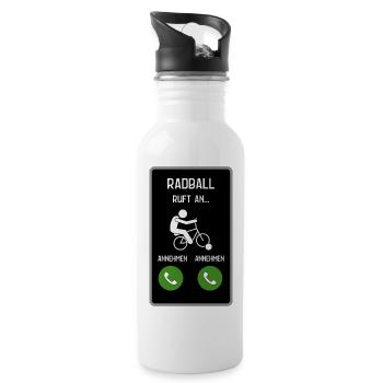 Radball ruft an - Trinkflasche mit integriertem Trinkhalm - Weiß - Rechts