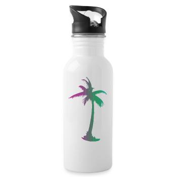 Tropical Beach Paradise Palm Rainbow 9 - Water bottle with straw - white - Right