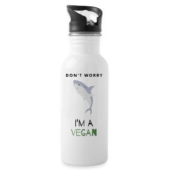 Don't worry I'm a vegan - Water bottle with straw - white - Right