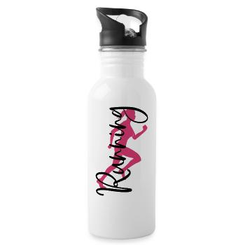Running Race Woman Running Runner Sport Jogger - Water bottle with straw - white - Right