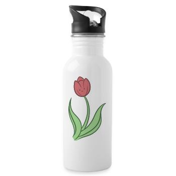 Tulipe douce - Gourde avec paille intégrée - blanc - Droite
