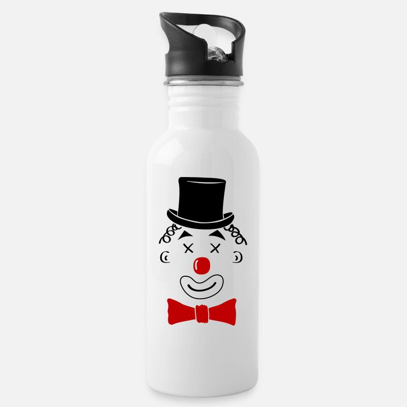 clown - Trinkflasche mit integriertem Trinkhalm - Weiß