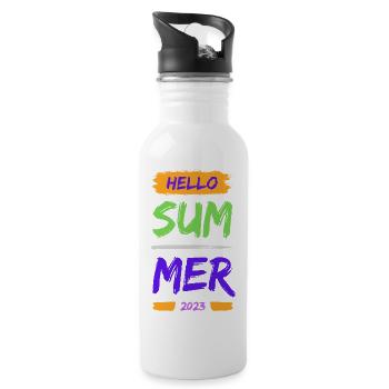 Hello Summer - Trinkflasche mit integriertem Trinkhalm - Weiß - Rechts