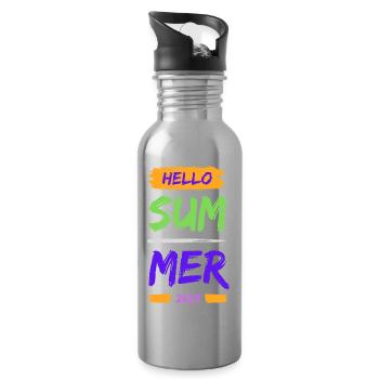 Hello Summer - Trinkflasche mit integriertem Trinkhalm - Lightsilver - Rechts