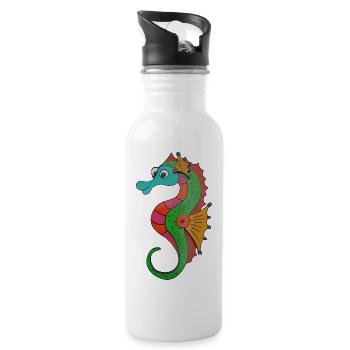 Seahorse - Water bottle with straw - white - Right