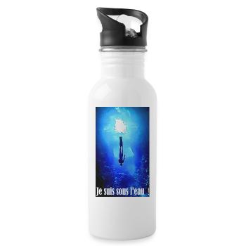 Ich bin unter Wasser - Trinkflasche mit integriertem Trinkhalm - Weiß - Rechts