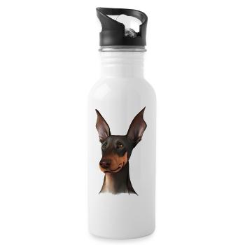 Doberman Doberman chiot chien Doberman dresseur - Gourde avec paille intégrée - blanc - Droite