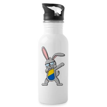 Dabbing bunny dances herself yellow and blue - Water bottle with straw - white - Right