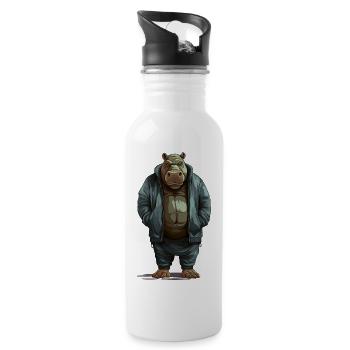 Street style hippopotamus | Hippo lovers - Water bottle with straw - white - Right