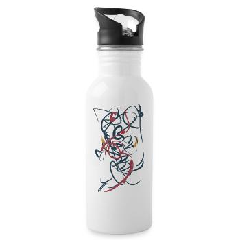 abstrakt - Trinkflasche mit integriertem Trinkhalm - Weiß - Rechts