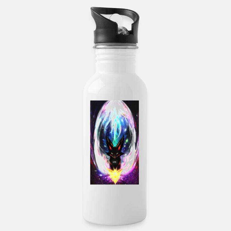 Lightning Wolf - Water bottle with straw - white