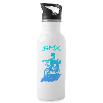 BMX-Rennen - Trinkflasche mit integriertem Trinkhalm - Weiß - Rechts