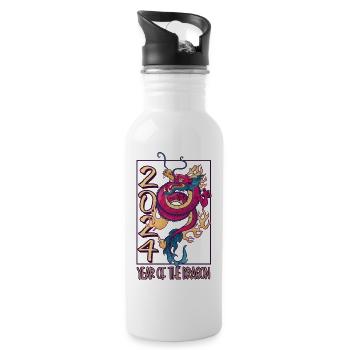 Chinese New Year Dragon China Asian I Gift - Water bottle with straw - white - Right