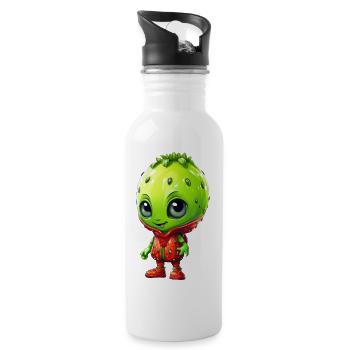 Kawaii Alien Strawberry: Extraterrestre mignon - Gourde avec paille intégrée - blanc - Droite
