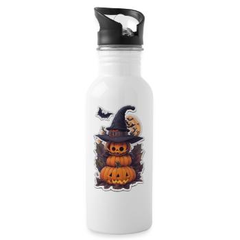Helloween Pumpkin Monster - Water bottle with straw - white - Right