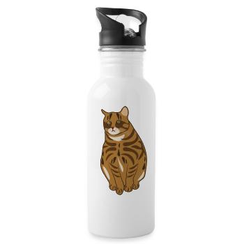 Landrace cat - Water bottle with straw - white - Right