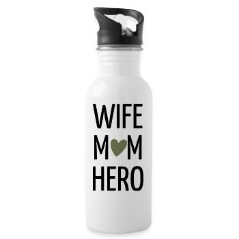 WIFE MOM HERO - Trinkflasche mit integriertem Trinkhalm - Weiß - Rechts