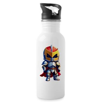 Niedlicher Ritter im Comic Style - Trinkflasche mit integriertem Trinkhalm - Weiß - Rechts