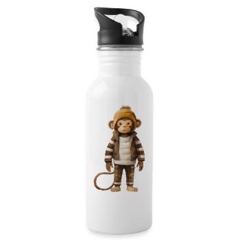 Cheeky Monkey Playful Tee - Water bottle with straw - white - Right