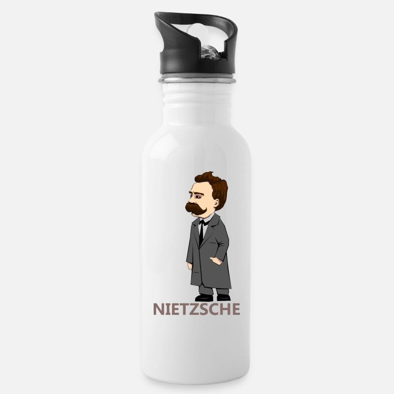 Nietzsche - Trinkflasche mit integriertem Trinkhalm - Weiß
