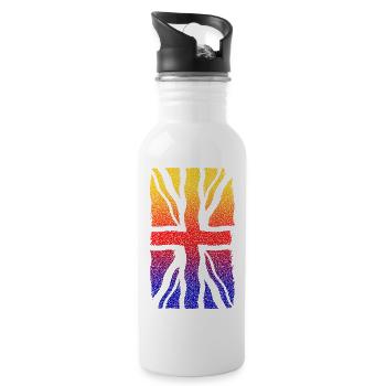 Union Jack Rainbow Distressed wave - Water bottle with straw - white - Right