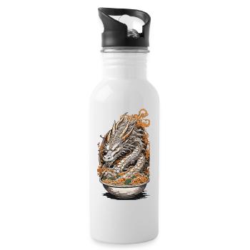 Vintage Ramen Dragon Ukiyo-E Japan Art - Water bottle with straw - white - Right