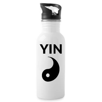 Yin Yang Symbol Couples Partner Look Carnival Couple - Water bottle with straw - white - Right
