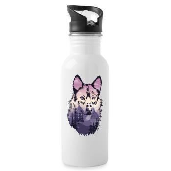 Chien de berger loup - Gourde avec paille intégrée - blanc - Droite