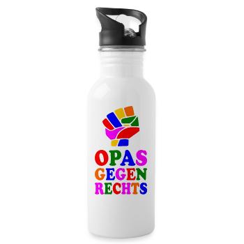Opas gegen rechts - Trinkflasche mit integriertem Trinkhalm - Weiß - Rechts