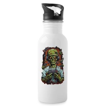 Zombie Gamer avec manette Creepy Gaming - Gourde avec paille intégrée - blanc - Droite