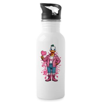 Canard punk avec coeur - Gourde avec paille intégrée - blanc - Droite