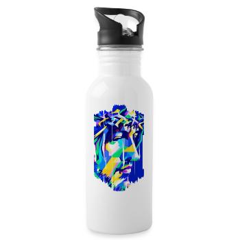 jesus bible christian religion christian cross christian - Water bottle with straw - white - Right