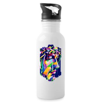 jesus bible christian religion christian cross christian - Water bottle with straw - white - Right
