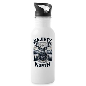 Der edle Hirsch des Nordens - Trinkflasche mit integriertem Trinkhalm - Weiß - Rechts