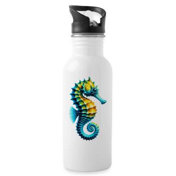 Seepferdchen - Trinkflasche mit integriertem Trinkhalm - Weiß - Rechts