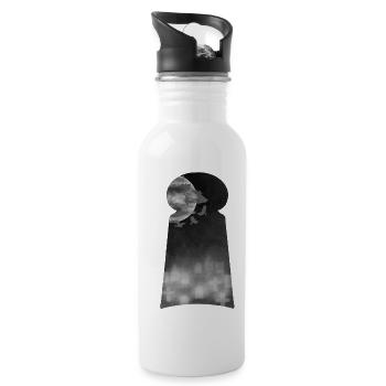 Schlüsselloch, friedhöfe, Gothic design - Trinkflasche mit integriertem Trinkhalm - Weiß - Rechts